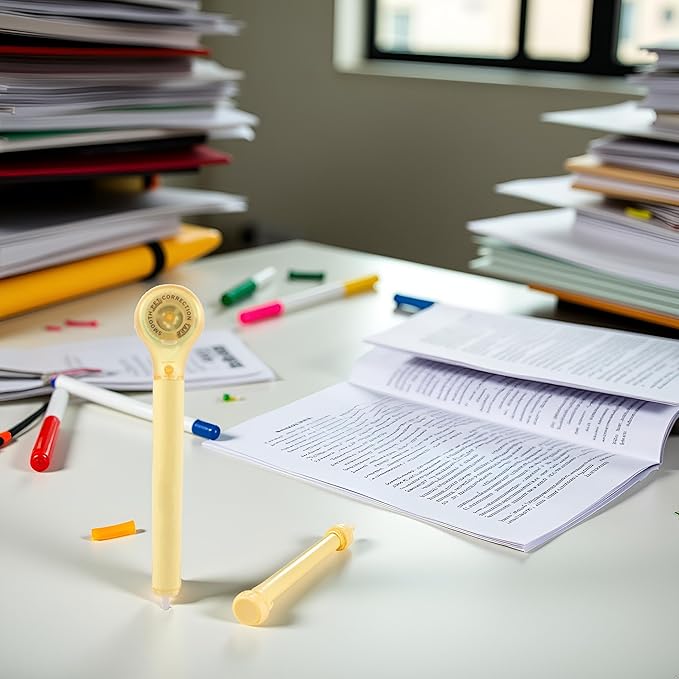 Yellow Pen Shape Correction Tape Adhesive Tape Error Correction Tools Word Correction Office School Supplies Creative Stationery, Correction Tape, Erasers and Correction Products 5mm*6m