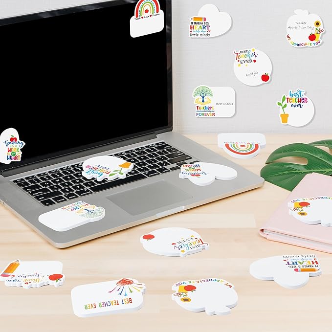 CJiangpo 60Pcs Teacher Sticky Notes Pads, 1200 Sheets Self Stick Notepad Memo Pads Teaching is A Work of Heart Page Marker Thank You Teacher Appreciation Gift School Office Supplies Party Favor Filler