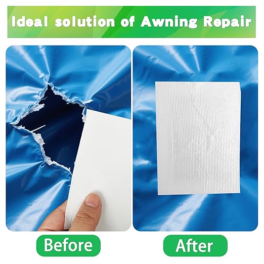 4.5Inch × 40FT RV Awning Repair Tape with Scissors, Outdoor Heavy Duty Repair Tape for Tarp, Tent, Boat Cover, Canvas, Sail Tape, Waterproof, UVproof and Heat-Resistant Tear Repair Pctch Kit