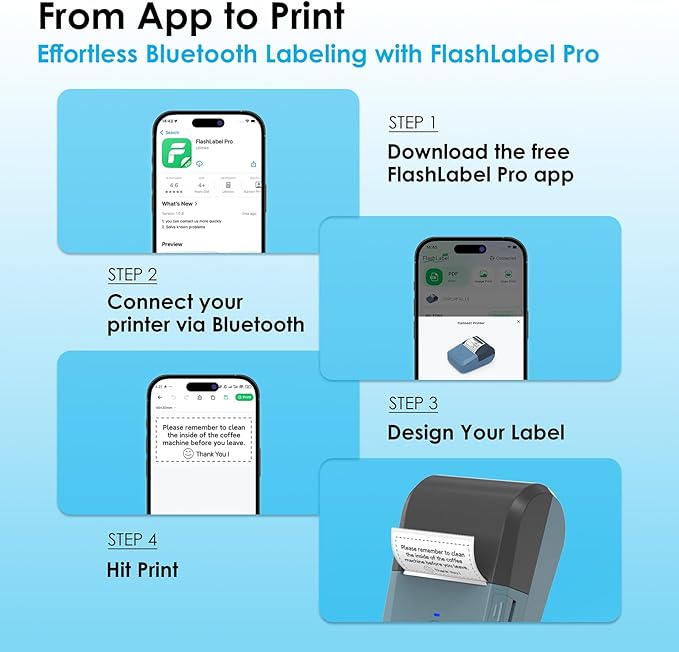 Bluetooth Label Maker Machine with Tape, Y50P Portable Thermal Sticker Maker for Home Office, Small Bussiness & School – Logo Stickers Printer – Includes 230 Labels, Black