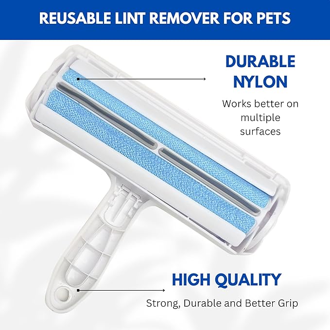 LyfNeeds Reusable Pet Hair Remover Roller – Dog & Cat Hair Remover for Furniture, Couch, Carpet, Clothing – Pet Hair Removal Tool for Couch – Lint Roller for Furniture, Car & Bedding