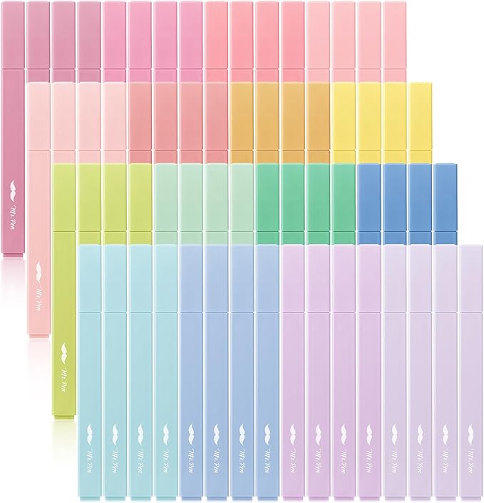 Mr. Pen- Aesthetic Highlighters, 64 Pack, Chisel Tip, Pastel Colors, Bulk Cute Highlighters Assorted Colors, Back to School Supplies