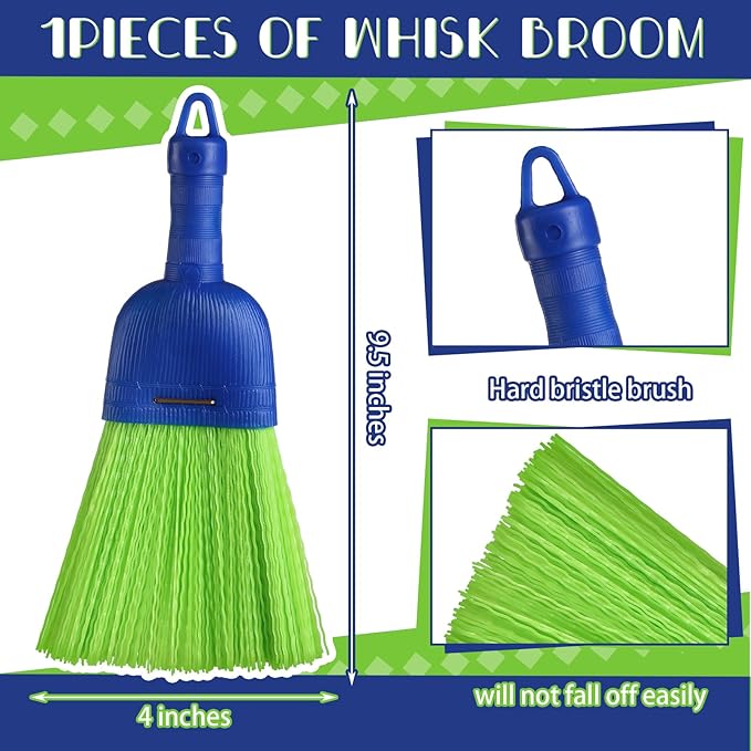 Domensi 1 Pcs Whisk Broom Poly Fiber Handheld Brush Hand Brush Outdoor Car Broom with Hang Hole for Cleaning Inddoor Porches Floors Decks Driveways Dirt Dust