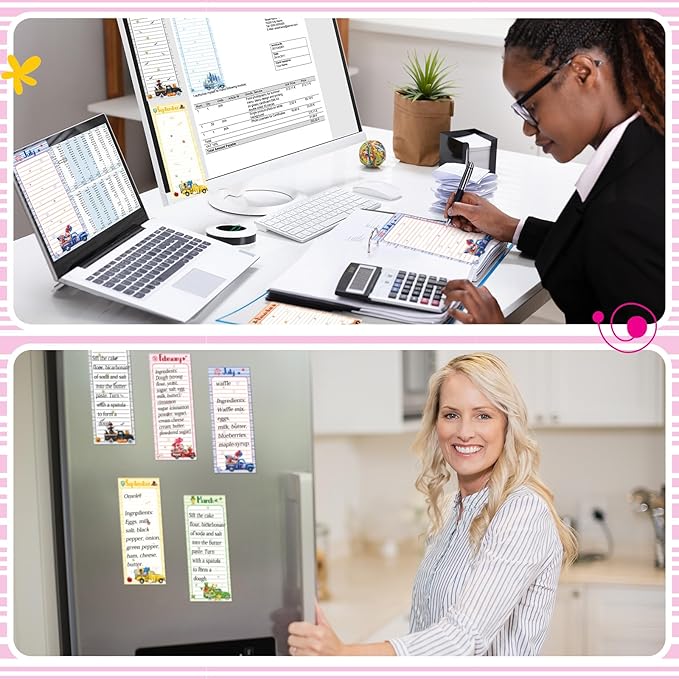 Eaasty 12 Pcs Seasonal Magnetic Notepads for Refrigerator Monthly Magnetic Grocery List 9 x 3.5 Magnet Memo Pads 30 Sheet Per Pad Shopping to Do List for January to December (Text Style)