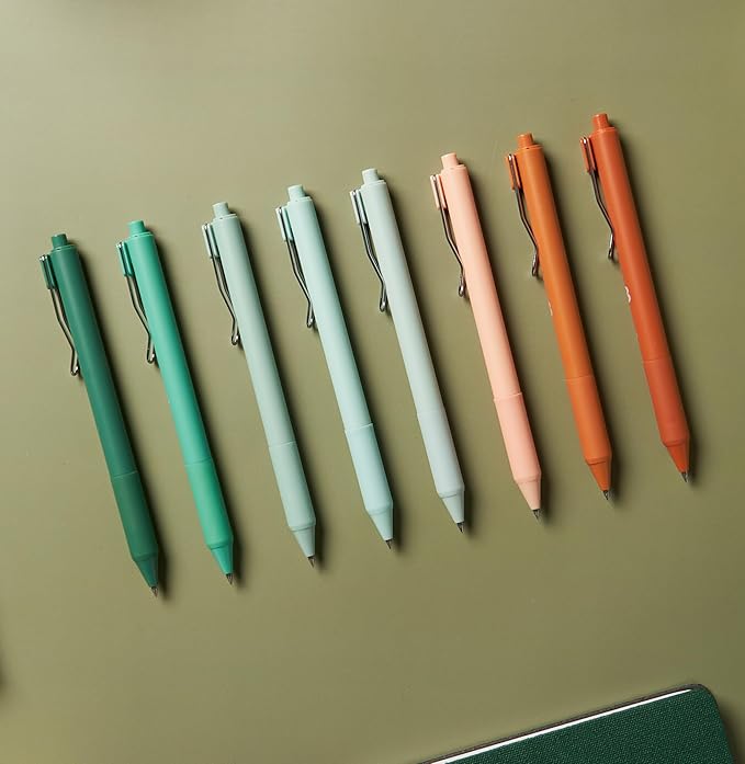 BLIEVE - Black Ink Gel Pens With Cool Matte Finish, Aesthetic and Cute Pens With Smooth Writing For Journaling And Bible Note Taking No Bleed Through, Cute School Supplies 8 Pack (Black Ink)