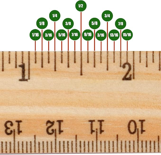 KINJOEK 144 Packs 6 Inch Wooden Rulers Bulk Double Sided Pine Wood School Small Ruler Measuring for Home, Student, Office Use, 2 Scale, 15 cm