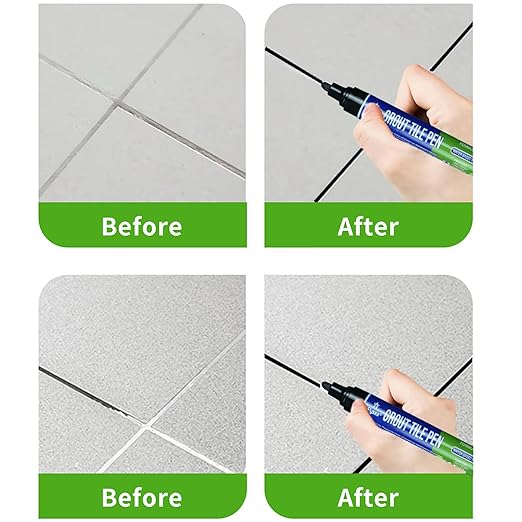 5 PCS Tile Grout Pen Home Repair Pen Tile Paint Markers for Tiles Floor Wall Bathroom Kitchen Repair Tools (Light Gray)
