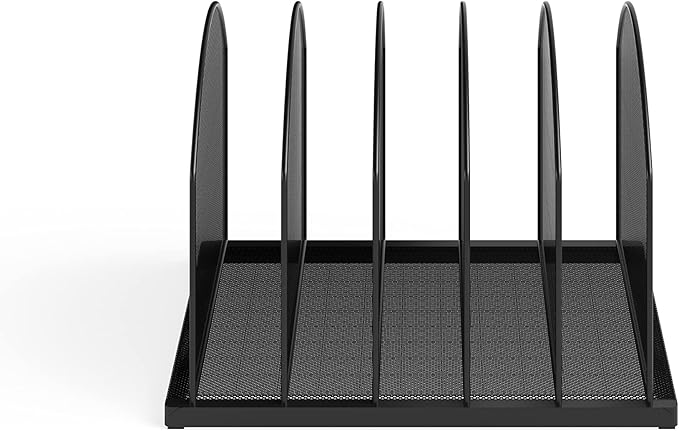 Safco Onyx Desk Organizer 5 Upright Sections, Vertical File Holder Mail Sorter Black Home, Office or Classroom Desktop Organization (3215BLKD)