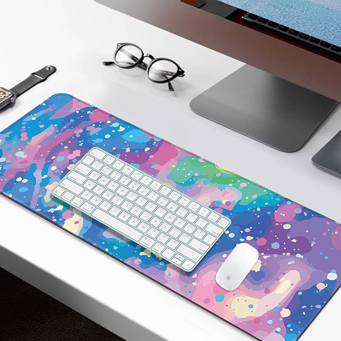 Pretty Abstract Blue Gaming Desk Mat, Computer Keyboard Large Extended Long Mouse Pad for Office and Home, XL (W14)