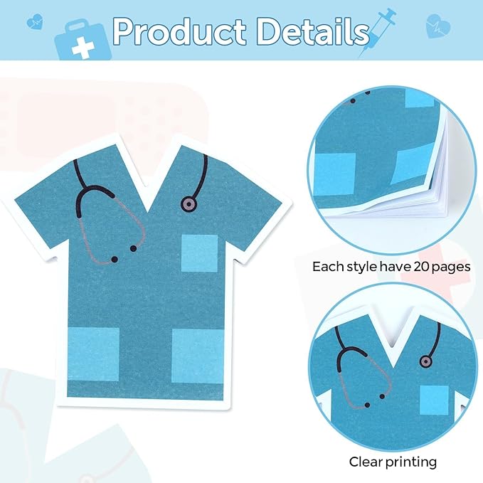 48 Pieces Nurses Sticky Notes Nurse Notes Pads Nurse Week Gift Self-Adhesive Nursing Student Essentials Sticky Memo Notes for Hospital School Nurse Day Supplies Presents
