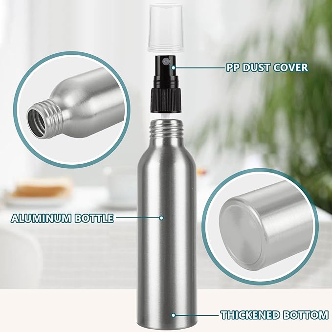24PCS Aluminum Spray Bottle 4 oz Metal Mist Spray Bottle, Stainless Steel Spray Bottles 4 oz for Liquids Cosmetic Perfume Storage