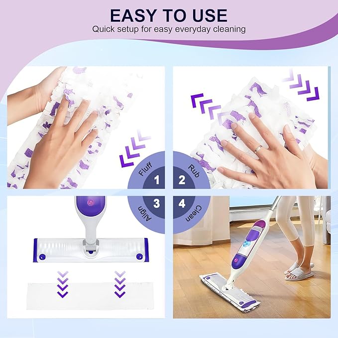 25 Count Disposable Power Mop Pads, 5X Cleaning Power Mop Refills for Swiffer Power Mop, Unscented 14-Layer Thickened Wood Mop Refill Pads for Surface Floor Cleaning