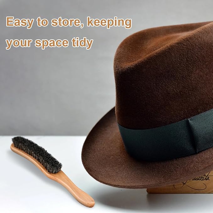 Felt Hat Brush,Felt Hat Cleaner Horse Hair Cowboy Hat Brush Cleaning Kit Hat Brush,Cowboy Hat Cleaner Easily Removes Dust Fuzz and Lint for Shoes Hats,Clothes,Baseball Caps