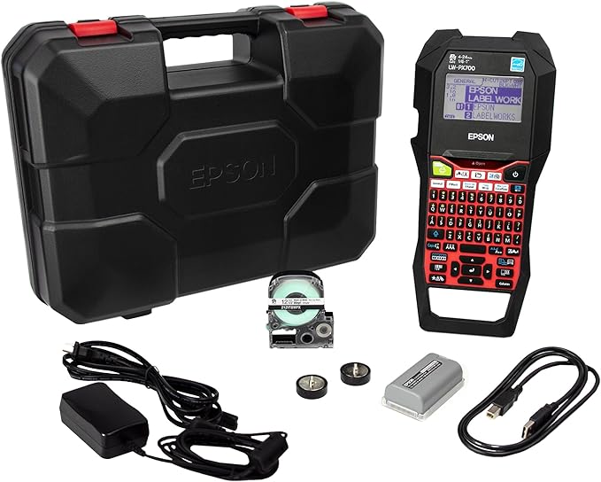 LABELWORKS Epson LW-PX700PCD Industrial Label Maker Kit and 203 Heat Shrink Tube AWG 16-22, 1/8" (3MM) Wide, 8 ft (98") Bundle