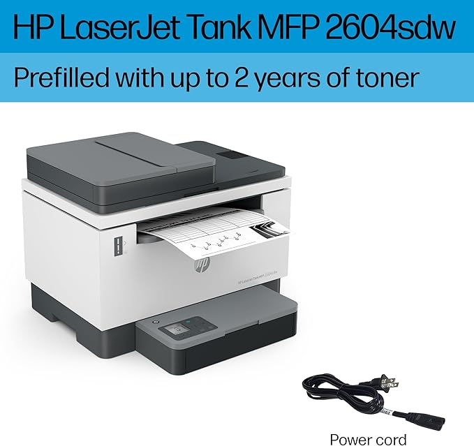 HP LaserJet-Tank MFP 2604sdw Wireless Black & White Printer Prefilled With Up to 2 Years of Original HP-Toner (381V1A)