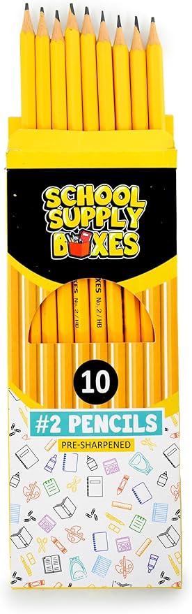 School Supply Boxes | 10 ct. Wooden Pencil Pack | 6 Packs | Pre-Sharpened No. 2 Wooden Pencils | 60 Total Pencils