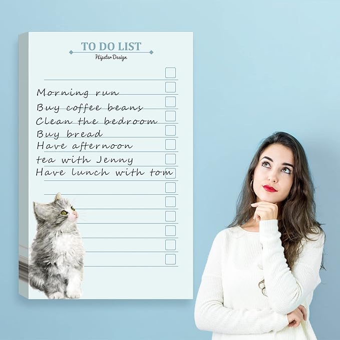 300 Sheets to Do List Notepad Daily Checklist Sticky Notes Cute Undated Memo Pad Color Block to Do Note Pad Weekly Plan Agenda and Organizer Planners for College(Cat Style,3.14 x 5.11 Inch)