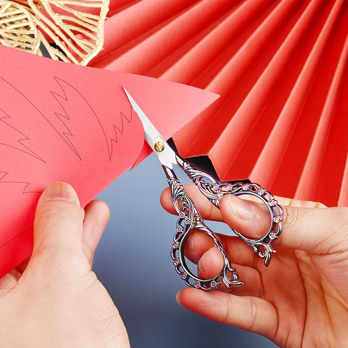 4.7 INCH,Embroidery Scissors Small Sewing Scissors With Cover,Sharp pointed tip,Travel Scissors In A Pouch,Stainless Steel Crochet Scissors for Craft Art Work Color Titanium.