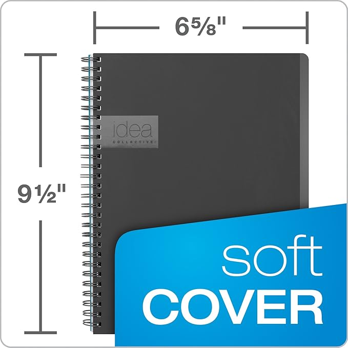 Oxford Idea Collective Professional Notebook, Double Wire-O, 9 1/2 x 6 5/8, Ruled, 80 Sheets, Gray (57013IC)