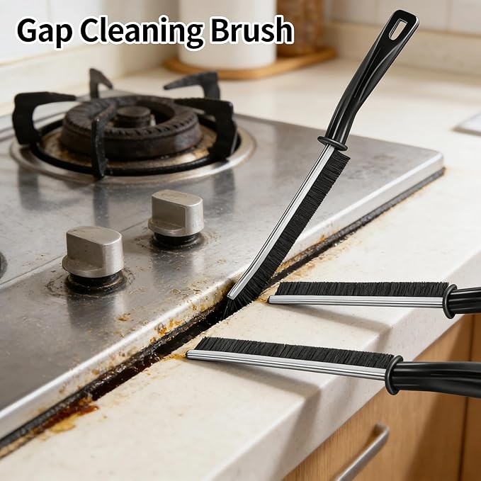 RHFJAKA 5 PCS Crevice Cleaning Brush Set, Extremely Skinny Gap Cleaning Tools,Hard Bristle Gap Brush for Bathroom & Kitchen, Grout Cleaner Tool for Window Tracks and Tile Lines,Car Detailing