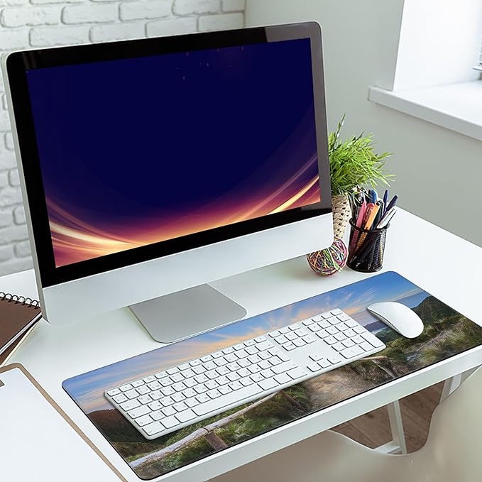 MIOAOSRT Mouse Pad,Mountain Landscape Ponta Delgada Extended Gaming Mouse Pad,Large Non-Slip Rubber Base Mousepad with Stitched Edges,Waterproof Mouse Mat Desk Pad for Office Game Home 35.4x15.75 in