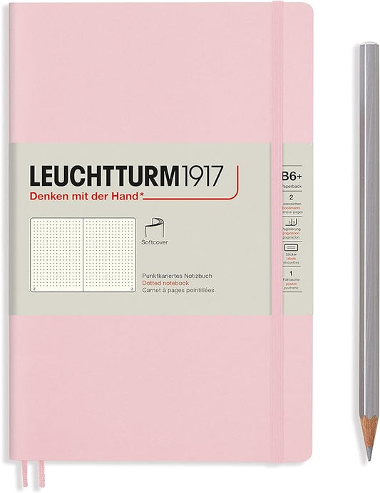 LEUCHTTURM1917 - Notebook Softcover Paperback B6+ - 123 Numbered Pages for Writing and Journaling (Dotted, Powder)