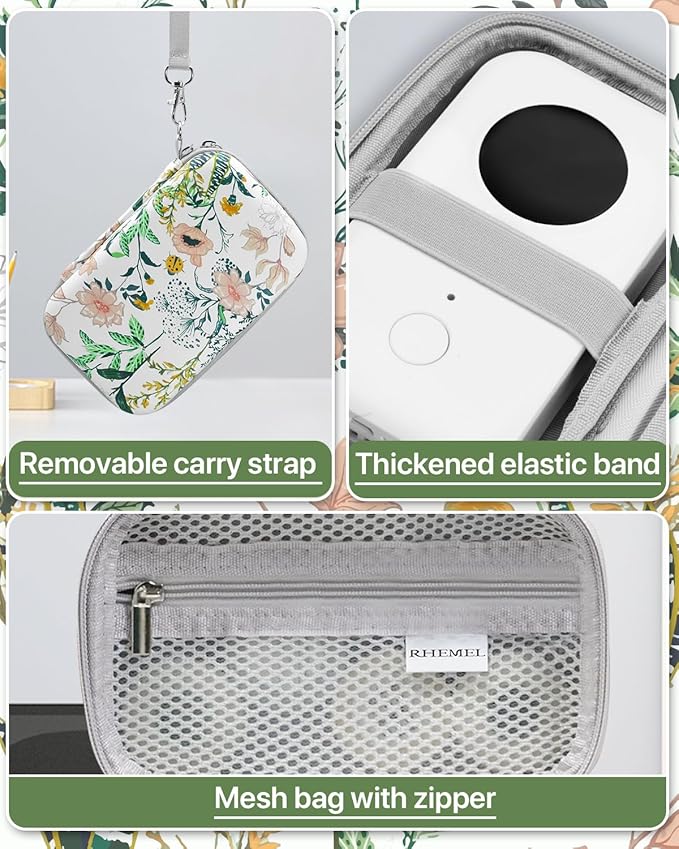 Label Maker Case for Label Maker Machine, EVA Travel Case with Designed Pattern, Compatible with D30, P21, E10, D110 Label Maker (Box Only), Floral