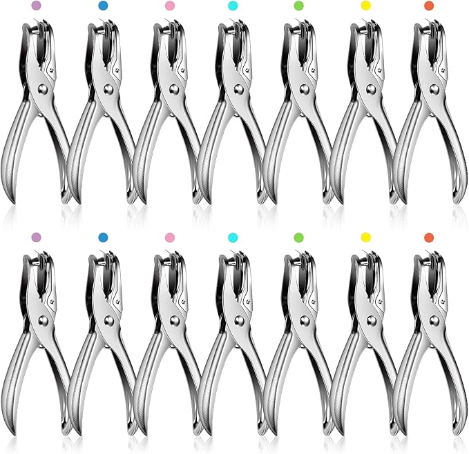 50 Pack 1 Hole Punch 1/4 Inch Single Hole Puncher Bulk Metal 5 Sheet Capacity Single Punch Set Silver Paper Punches for Greeting Cards Scrapbook Notebook Puncher Paper Hand Tool