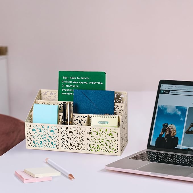 Mail Organizer Countertop, Modern Mail Holder Countertop, Desk Organizers and Accessories, Boho Desk Accessories, Organizer for Bill Mail Papers Letters, Mail Sorters, Pencil holders(Ivory White)