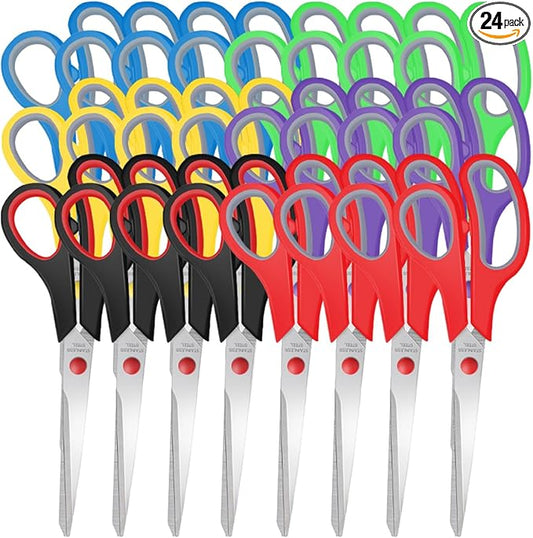 Scissors Bulk 24 Packs,8" Multipurpose Heavy Duty Sharp Scissors,Stainless Steel Sewing Craft Shears for Home Office High/Middle School, Xnluothsk