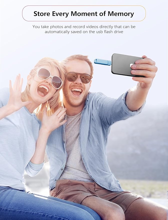 MFi Certified 256GB Photo Stick for iPhone Flash Drive,USB Memory Stick Thumb Drives High Speed USB Stick External Storage Compatible for iPhone/iPad/Android/PC (Blue)