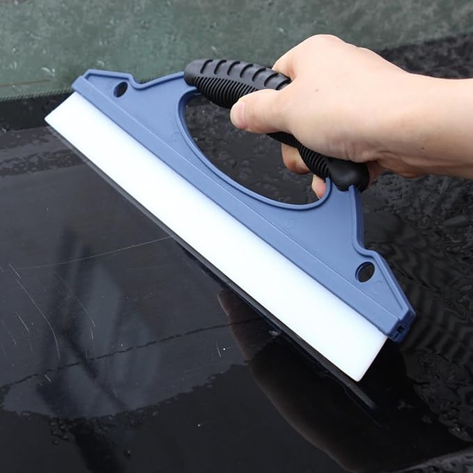 2-Pack Professional Silicone Squeegee, 12-Inch Flexible Water Blade for Streak-Free Car Wash & Glass Cleaning, Safe on Paint & Chrome, Blue