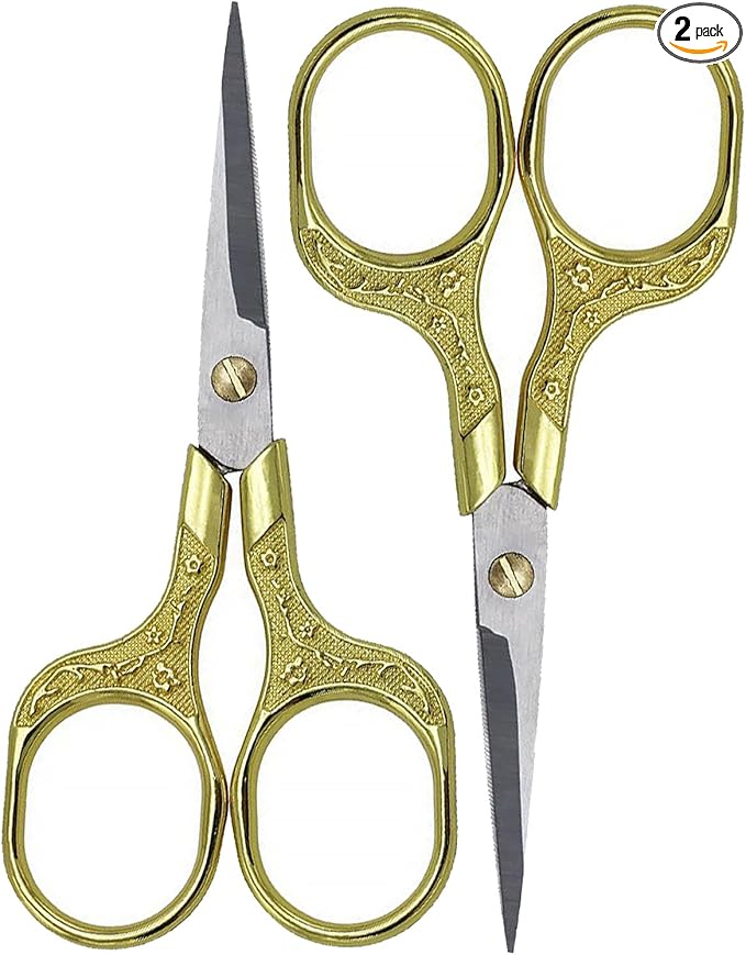 Mini Scissors Stainless Blade Metal Handle 2 Pack Office School Classroom Student Teacher Crafting Fabric Sewing Gift Wrapping All Purpose