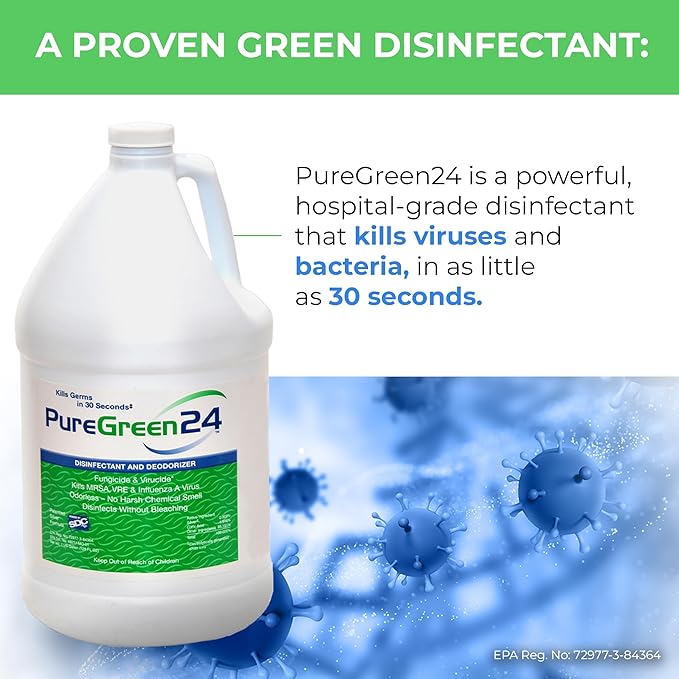 Safe & Effective Disinfectant. Kills Deadly Germs including RSV COVID-19 Norovirus MRSA Staph 2025 flu Contains no toxic chemicals odorless child & pet safe 1 gallon bottle ready to use
