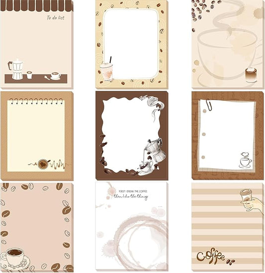 Sabary 9 Pads Cute Sticky Notes Animal Sticky Note Pads 3.15 x 3.94 Inches Colored Adhesive Memo Reminder Decor for Journal School Office Gifts (Coffee)