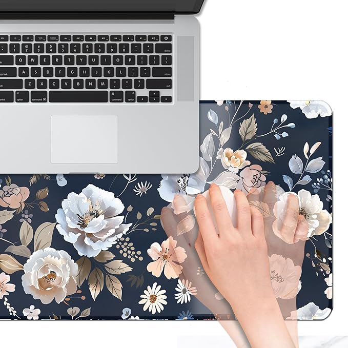Floral Large Desk Mat 31.5 x 15.7 inch, Waterproof Extended Gaming Mousepad XXL, Aesthetic Flowers Desktop Mat, Non-Slip Keyboard and Laptop Pad, Computer Writing Mat for Home Office Accessories