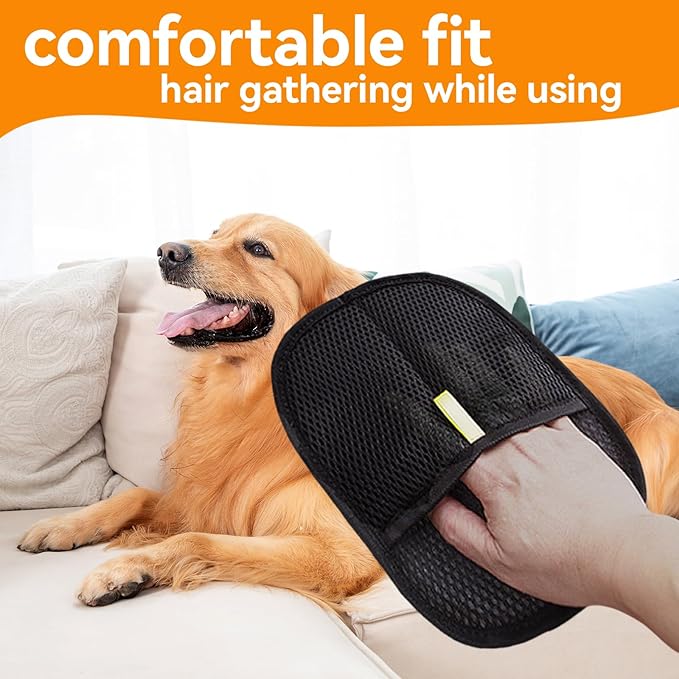 Blrmba Pet Hair Remover Gloves: Static Design, 9.4"×7.1" Reusable Lint Remover for Furniture, Clothing, Car Seats – Grooming Tool for Cats & Dogs, 2PCS