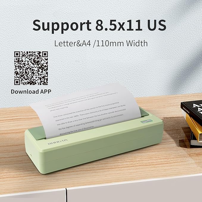 Rongta Portable Printer Wireless for Travel,300Dpi Bluetooth Inkless Thermal Small Printer for Office/School/Home Use,Compatible with Android,iOS & Laptop,Support 8.5" X 11" US Letter