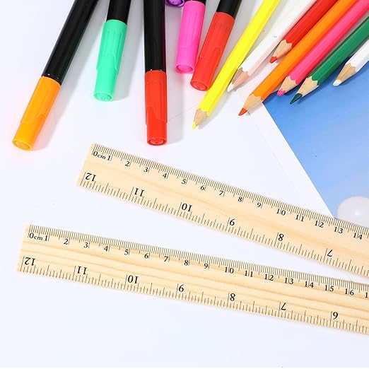 100 Pcs Wooden Ruler 12 Inch Rulers Bulk Wood Measuring Ruler 2 Scale Rulers for Classroom Ruler with Centimeters and Inches 30 cm Drafting Tools for Home Office