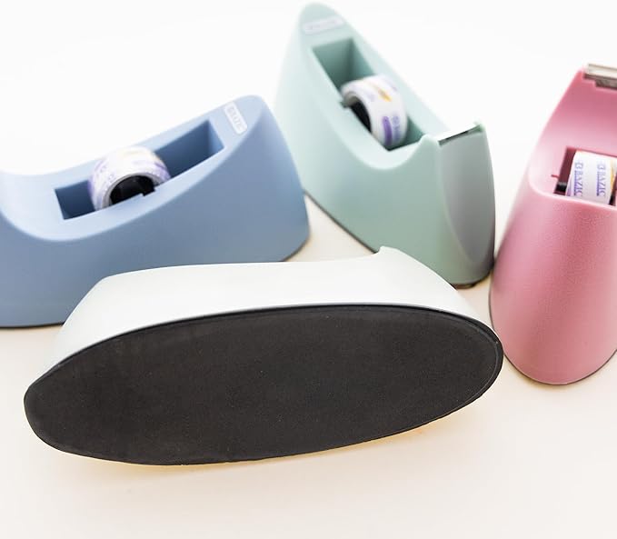 BAZIC Desktop Tape Dispenser w/Tape Refill 3/4" x 250", 1" Core Weighted Non-Skid Base, Sharpe Blade Tapes Holder, Beige Color, 1-Pack
