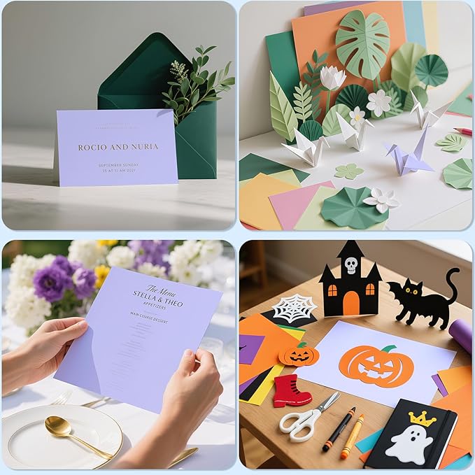 160 Sheets Cardstock Paper 8.5 x 11 Heavyweight Weight 200gsm Purple Card Stock Paper Printing, Crafts, Invitations | Smooth Printer Cardstock Paper | Bulk Construction Paper DIY & Professional Use