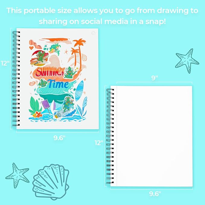 Ohuhu Double-Sided Marker Pads Art Sketchbook Bleedproof - 9"x12" Large Paper Size - 90 lb/150 gsm Smooth Drawing Paper - 60 Sheets/120 Pages, Spiral Bound Sketching Book for Alcohol Markers