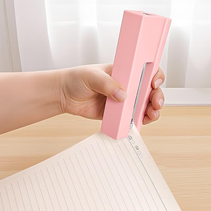 Office Desktop Stapler - 25 Sheet Capacity with 830 Staples and Staple Remover,Staplers for Desk,Non-Slip for School, Home, Pink