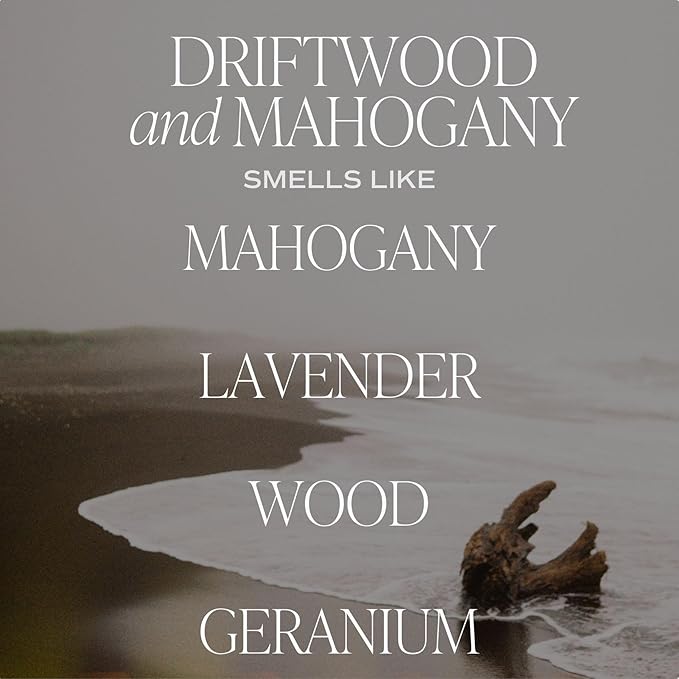 Sweet Water Decor Driftwood and Mahogany Reed Diffuser Set for Home - Lavender, Geranium, Mahogany, Wood Scented Reed Diffusers - Air Freshener Lasts 4+ Months, Made in The USA