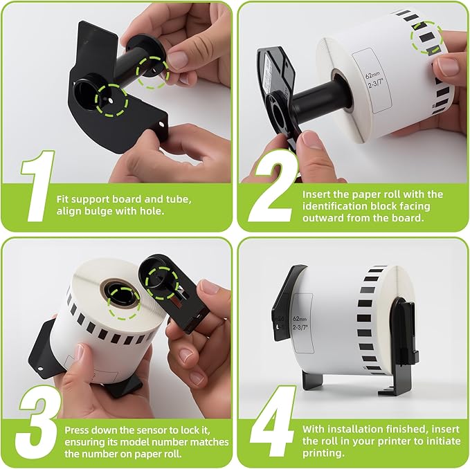 2-3/7"x 100' Continuous Labels Replacement for Brother DK-2205 Paper Label Maker Tape Use with QL-1060N QL-1050 QL-720 QL-710 QL-570 (12 Rolls,1 Reusable Frame)