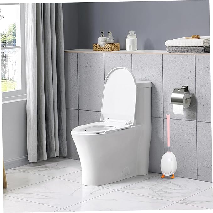 Cute Toilet Brush, Soft Elastic Silicone Toilet Brush, Diving Duck with Holder, Wall Mounted Scrubber for Bathroom