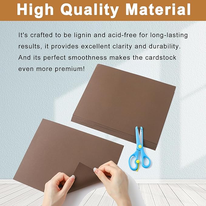 100 Sheets Coffee Color Cardstock 8.5 x 11 Scrapbooking Paper, 200gsm/75lb Heavyweight Printer Paper Card Stock for DIY Card Making, School Crafts, Thank You Cards, Certificates