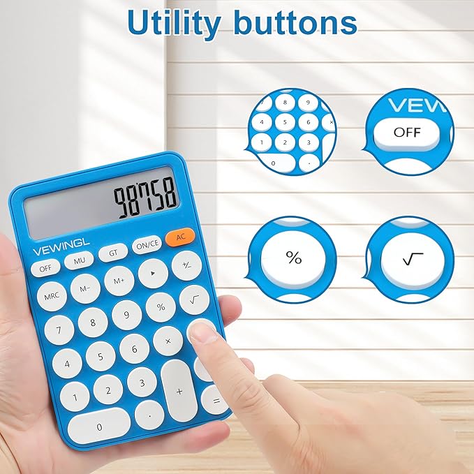 Standard Calculator 12 Digit,6.2 * 4.2in Desktop Large Display and Buttons,Calculator with Large LCD Display for Office,School, Home & Business Use,Automatic Sleep,15 °Tilt Screen