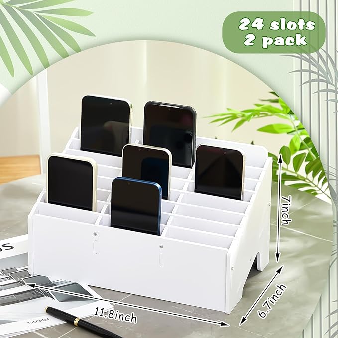 Ctosree 2 Pcs Cell Phone Holder School Desk Calculator Storage Box Holder Case Multifunctional Classroom Caddy Cell Phone Organizer (11.81 x 6.69 x 7.09 Inch)