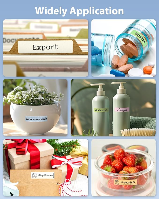 Label Maker Machine with Tape, N12 Portable Bluetooth Label Printer, Wireless Mini Label Makers Thermal Sticker with Multiple Templates for Home, Kitchen, School, Office Organization, White